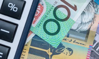 Calculator with Australian money and pen